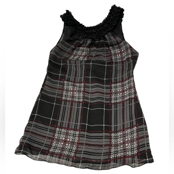Max Studio Plaid Ruffle Striped Tank | Women's XS - Picture 5 of 5